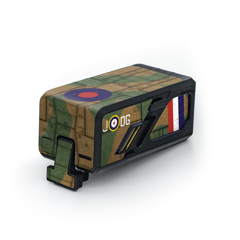 DJI Avata Battery Skin design of Logo, Symbol, Aerospace Engineering, Aircraft, Aviation, Emblem, with green, blue, red, white, gray, brown colors