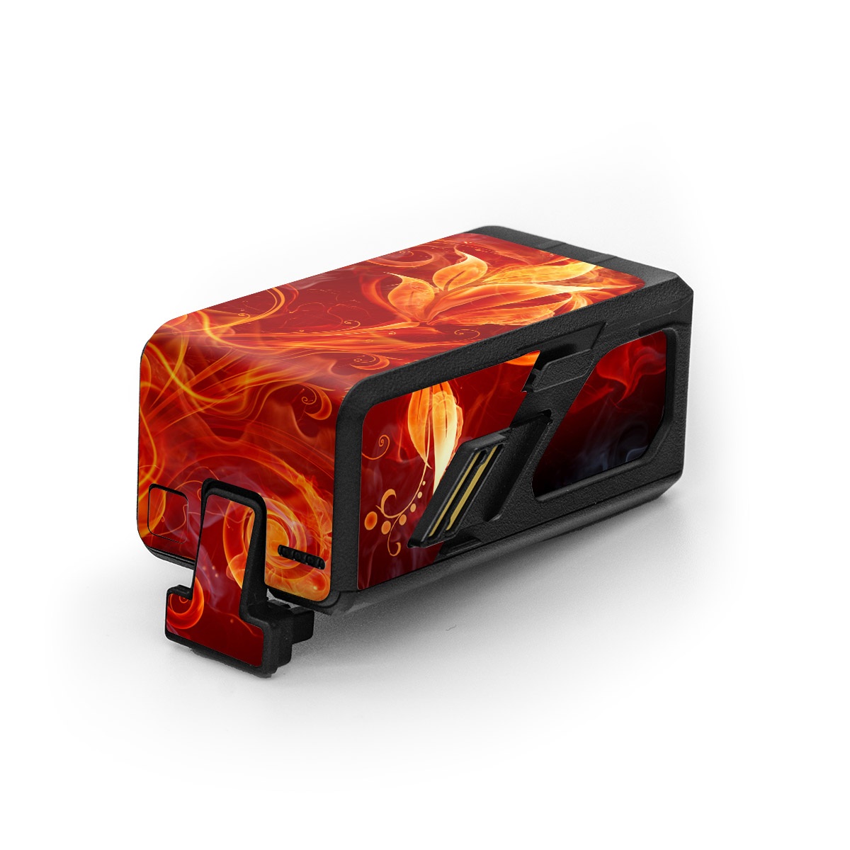 DJI Avata Battery Skin design of Flame, Fire, Heat, Red, Orange, Fractal art, Graphic design, Geological phenomenon, Design, Organism, with black, red, orange colors