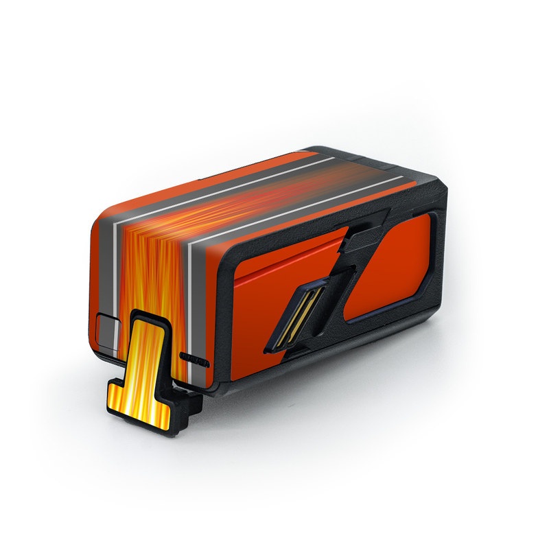 DJI Avata Battery Skin design of Orange, Red, Line, Material property, Rectangle, Automotive lighting, with red, black, orange, gray colors