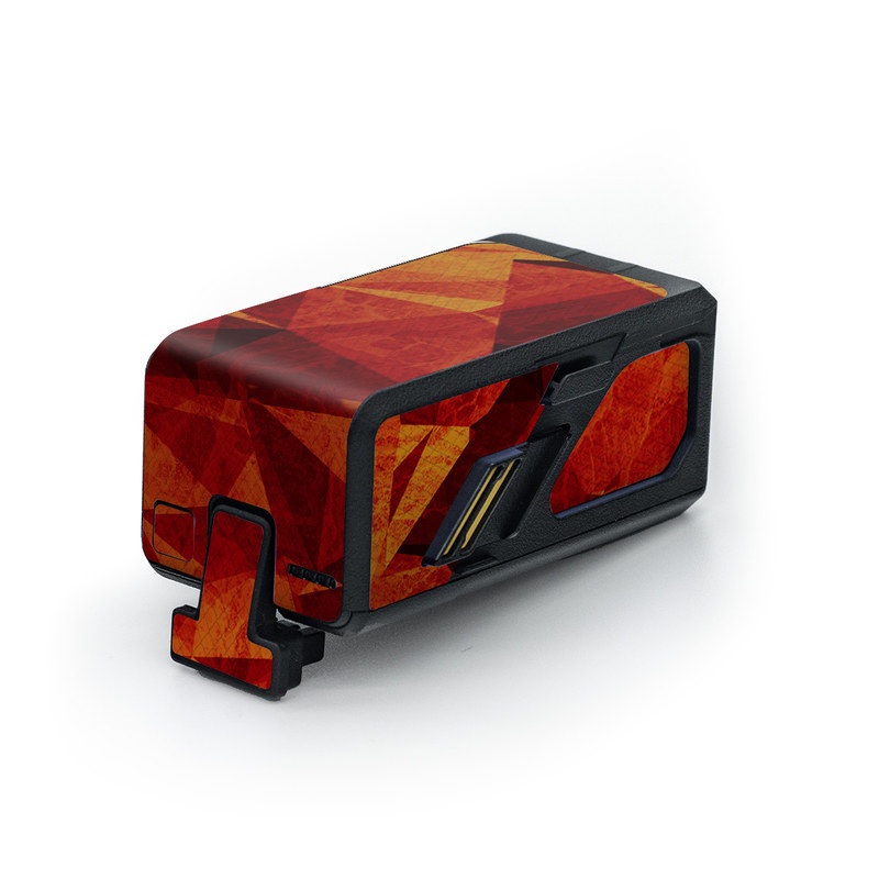 DJI Avata Battery Skin design of Orange, Red, Yellow, Triangle, Pattern, Amber, Design, Art, Visual arts, Modern art, with black, orange, yellow colors