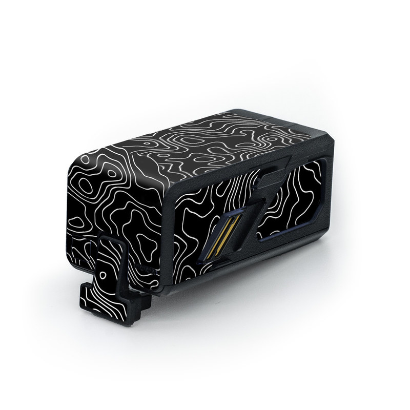 DJI Avata Battery Skin design of Art, Motif, Pattern, Symmetry, Monochrome, Circle, Font, Visual arts, Illustration, Monochrome photography, with black, gray colors