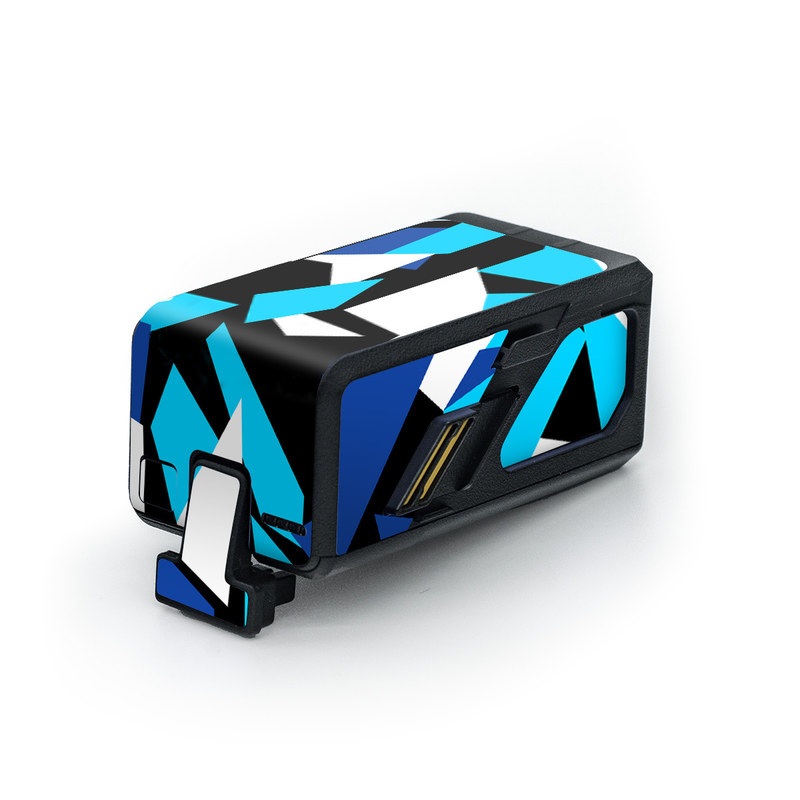 DJI Avata Battery Skin design of Blue, Pattern, Turquoise, Cobalt blue, Teal, Design, Electric blue, Graphic design, Triangle, Font, with blue, white, black colors