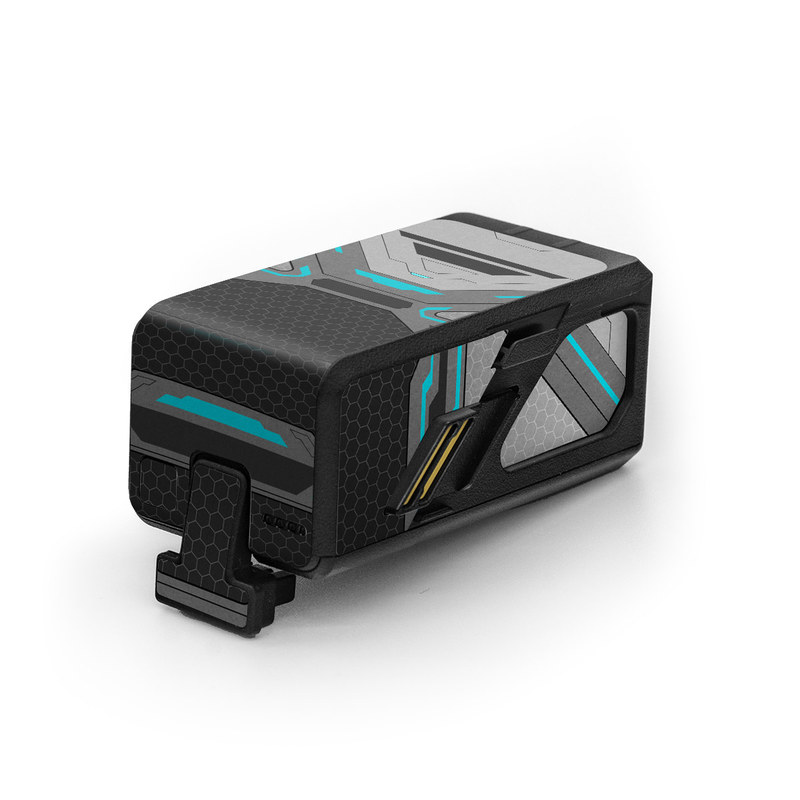 DJI Avata Battery Skin design of Blue, Turquoise, Pattern, Teal, Symmetry, Design, Line, Automotive design, Font, with black, gray, blue colors
