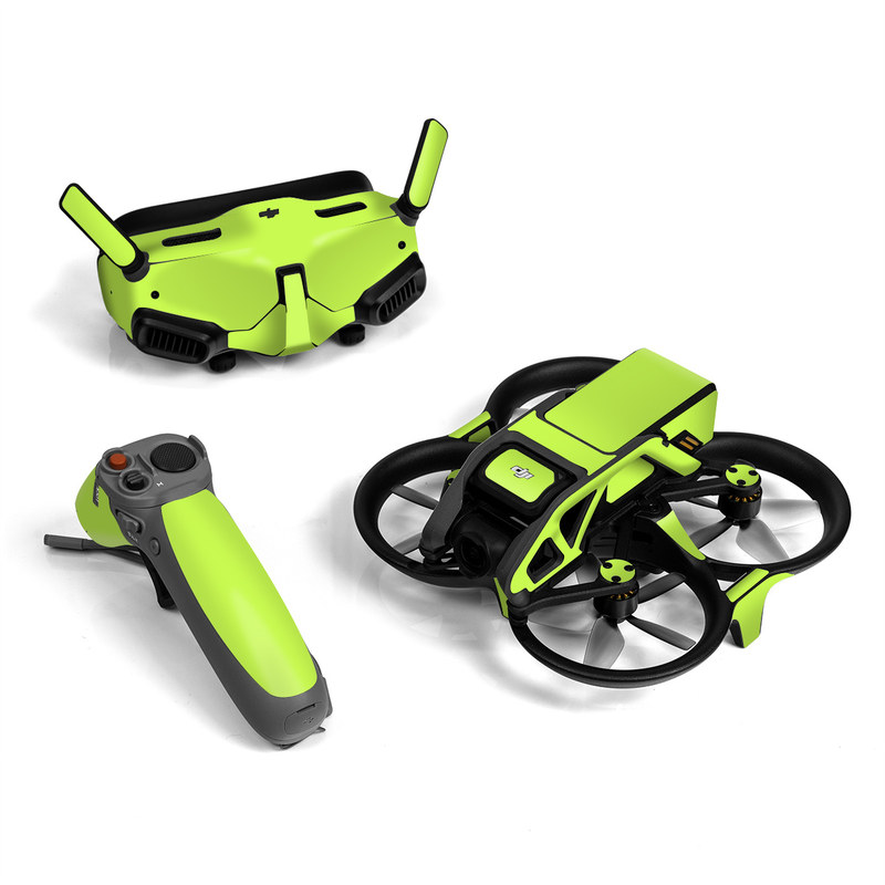 DJI Avata Skin design of Green, Yellow, Text, Leaf, Font, Grass, with green colors