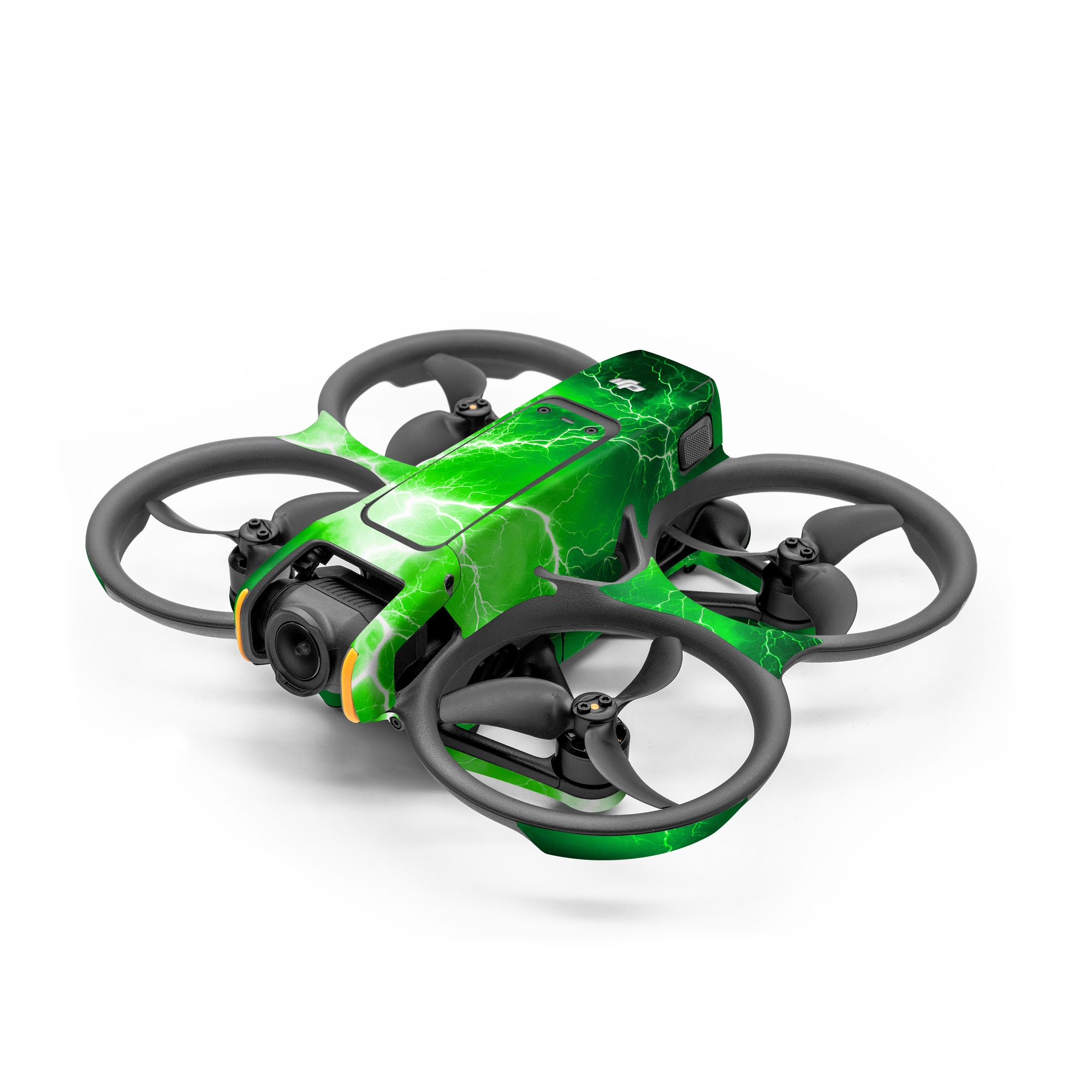 DJI Avata 2 Skin design of Water, Atmosphere, Thunder, Light, Green, Sky, Natural environment, Natural landscape, Electricity, Organism, with black, green colors