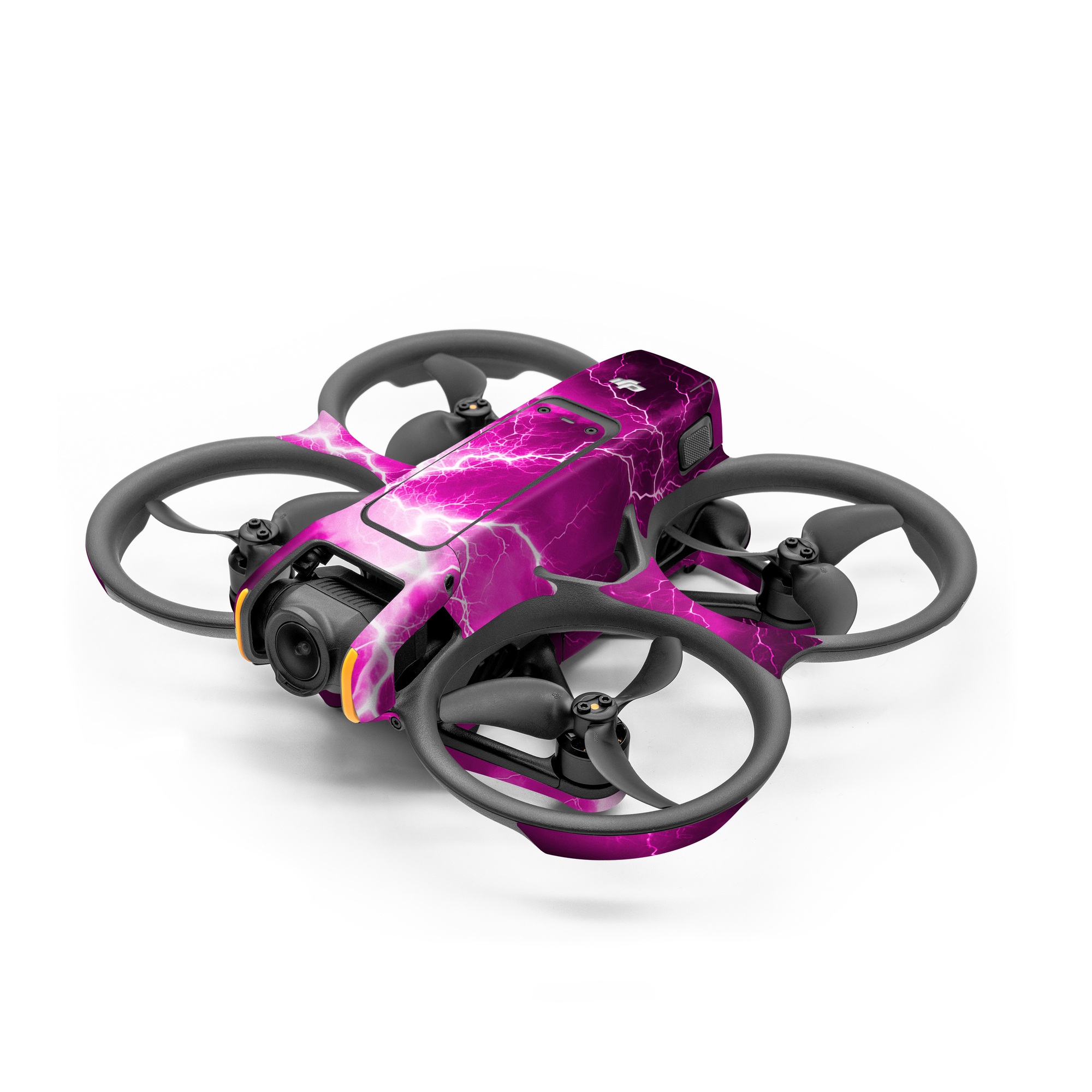 DJI Avata 2 Skin design of Sky, Thunder, Lightning, Thunderstorm, Atmosphere, White, Purple, Light, Nature, Water, with black, pink colors