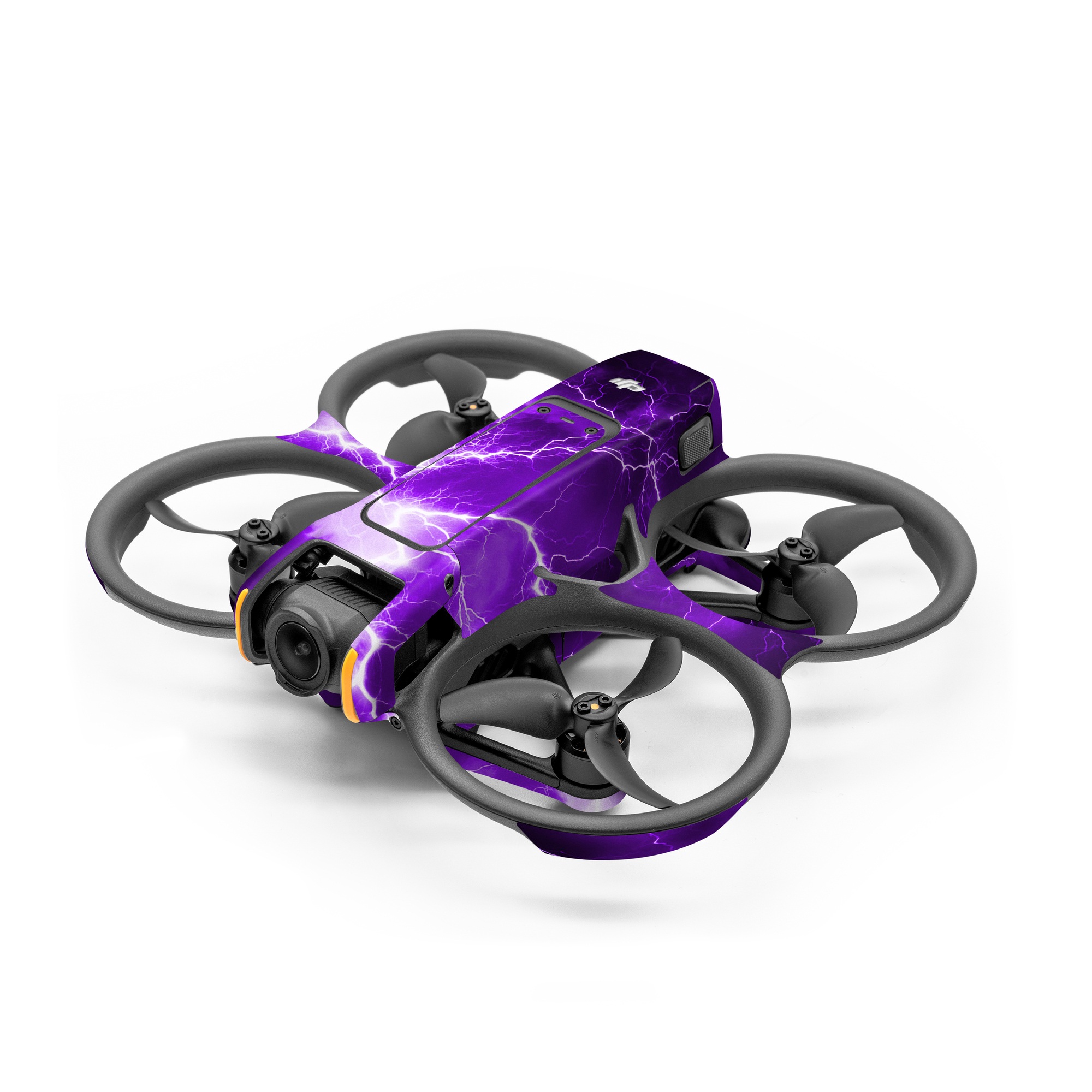 DJI Avata 2 Skin design of Sky, Lightning, Thunder, Atmosphere, Thunderstorm, Daytime, Purple, Light, Cloud, Nature, with black, purple colors