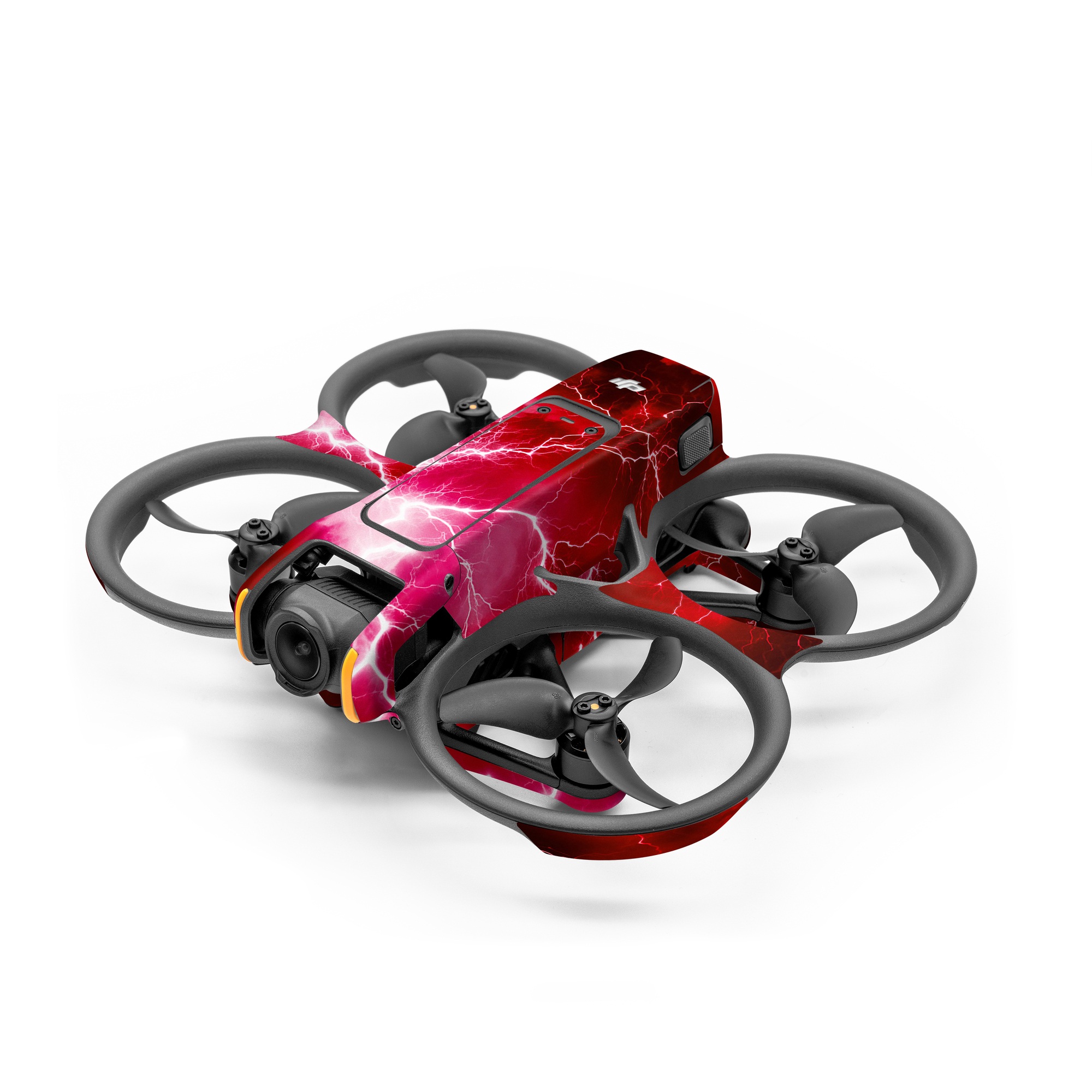 DJI Avata 2 Skin design of Thunder, Atmosphere, Sky, Light, Purple, Lighting, Water, Thunderstorm, Electricity, Pink, with black, red colors