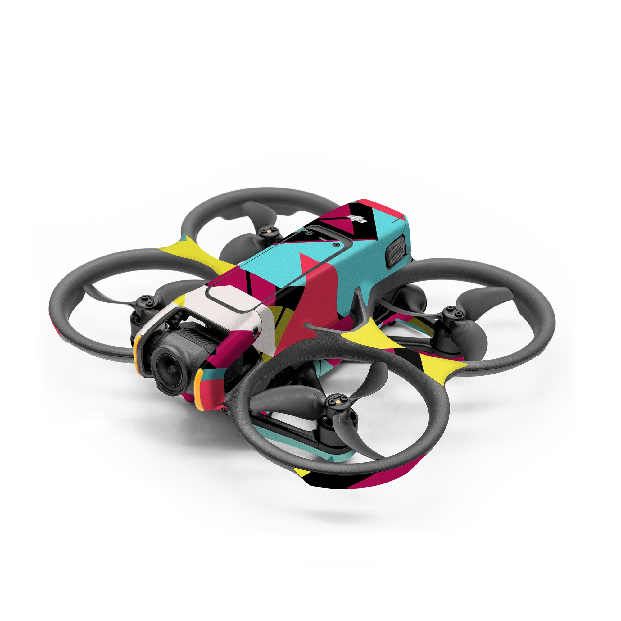 DJI Avata 2 Skin design of Pattern, Graphic design, Line, Design, Triangle, Font, Illustration, Magenta, Visual arts, with yellow, blue, white, black, red, pink colors