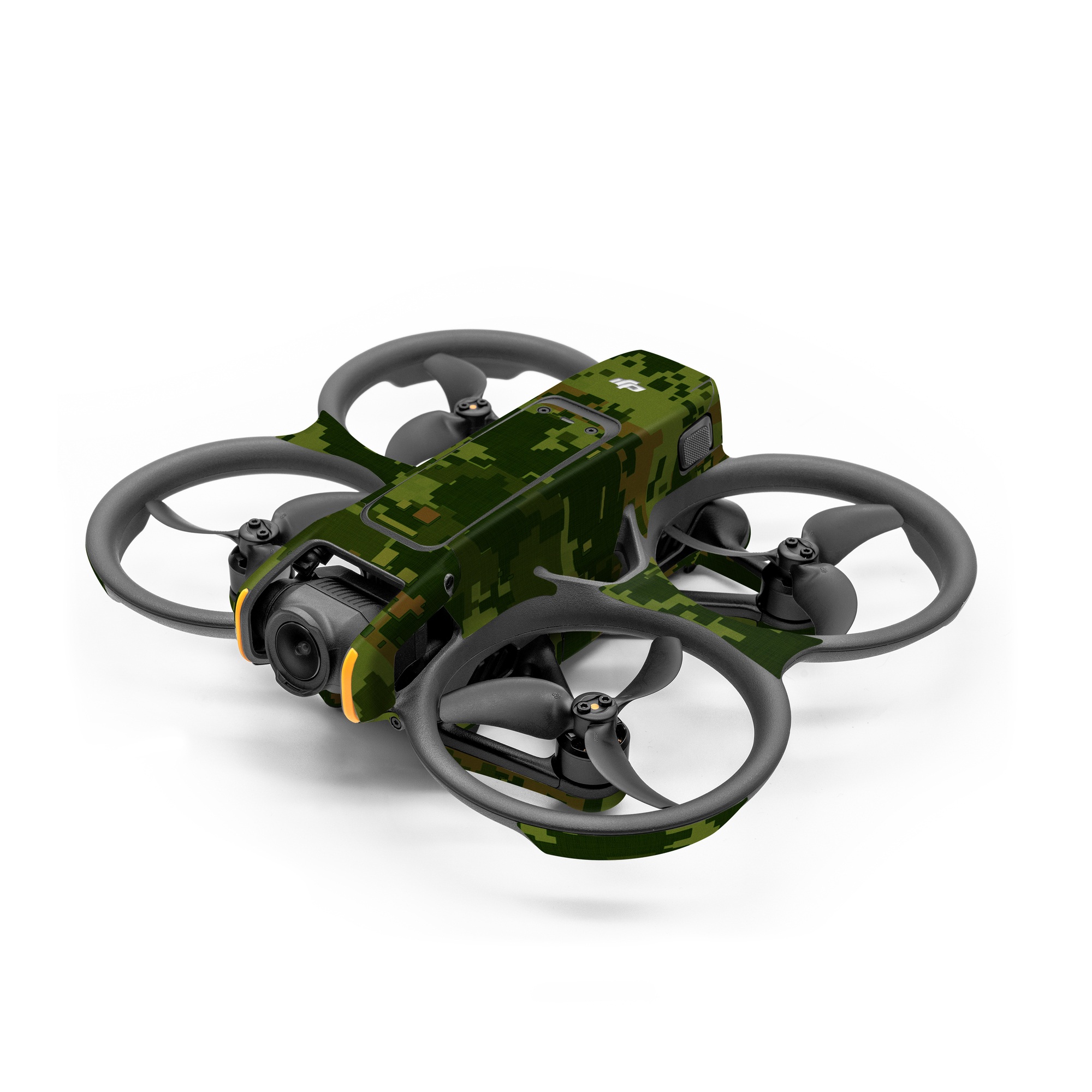 DJI Avata 2 Skin design of Military camouflage, Green, Pattern, Uniform, Camouflage, Clothing, Design, Leaf, Plant, with green, brown colors