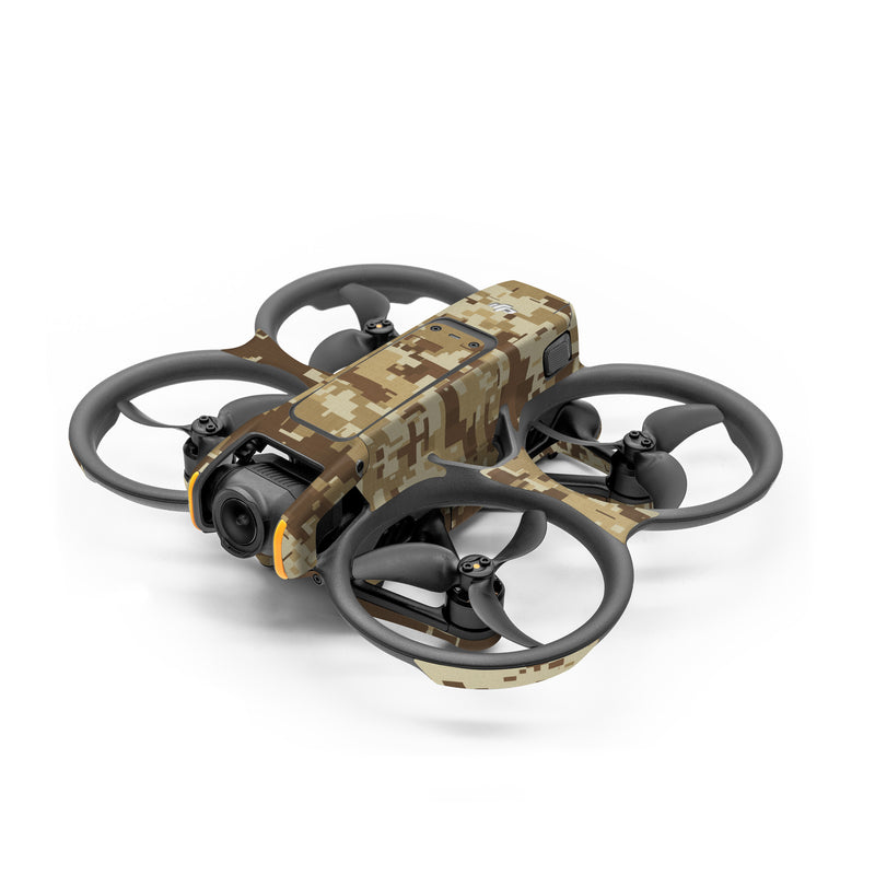 DJI Avata 2 Skin design of Military camouflage, Brown, Pattern, Camouflage, Wall, Beige, Design, Textile, Uniform, Flooring, with brown colors
