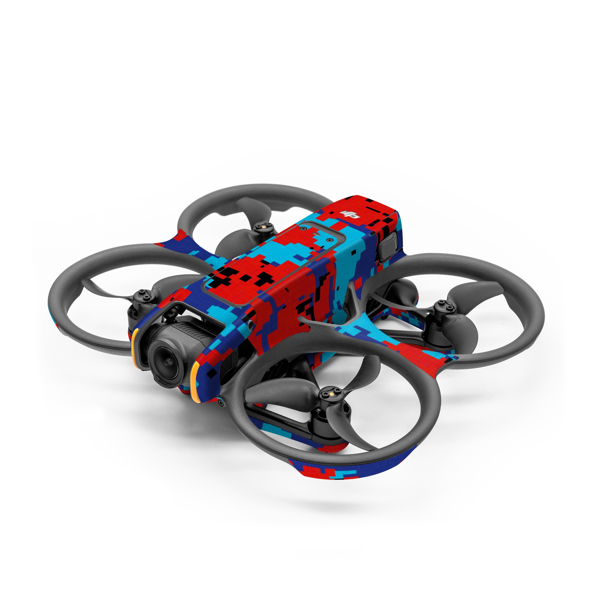 DJI Avata 2 Skin design of Blue, Red, Pattern, Textile, Electric blue, with blue, red colors