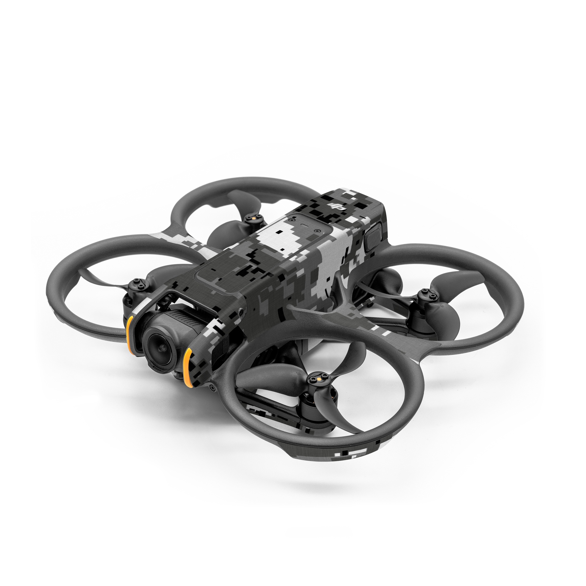 DJI Avata 2 Skin design of Military camouflage, Pattern, Camouflage, Design, Uniform, Metal, Black-and-white, with black, gray colors