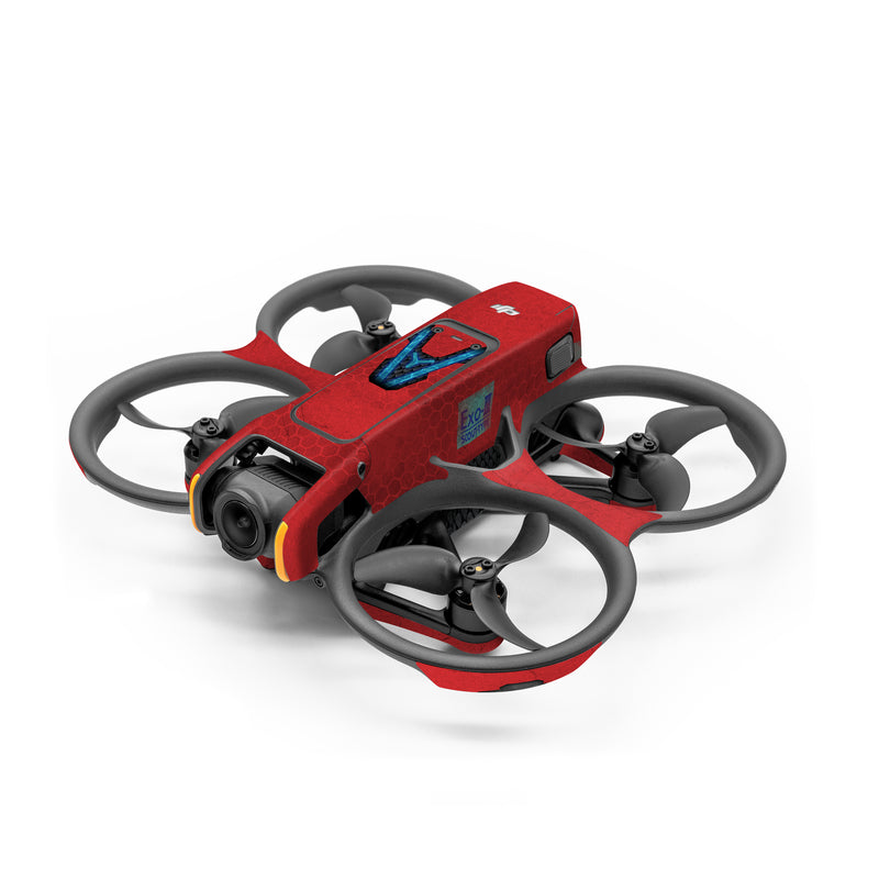 DJI Avata 2 Skin design of Red, Symbol, Graphics, Graphic design, with black, gray, red, blue colors
