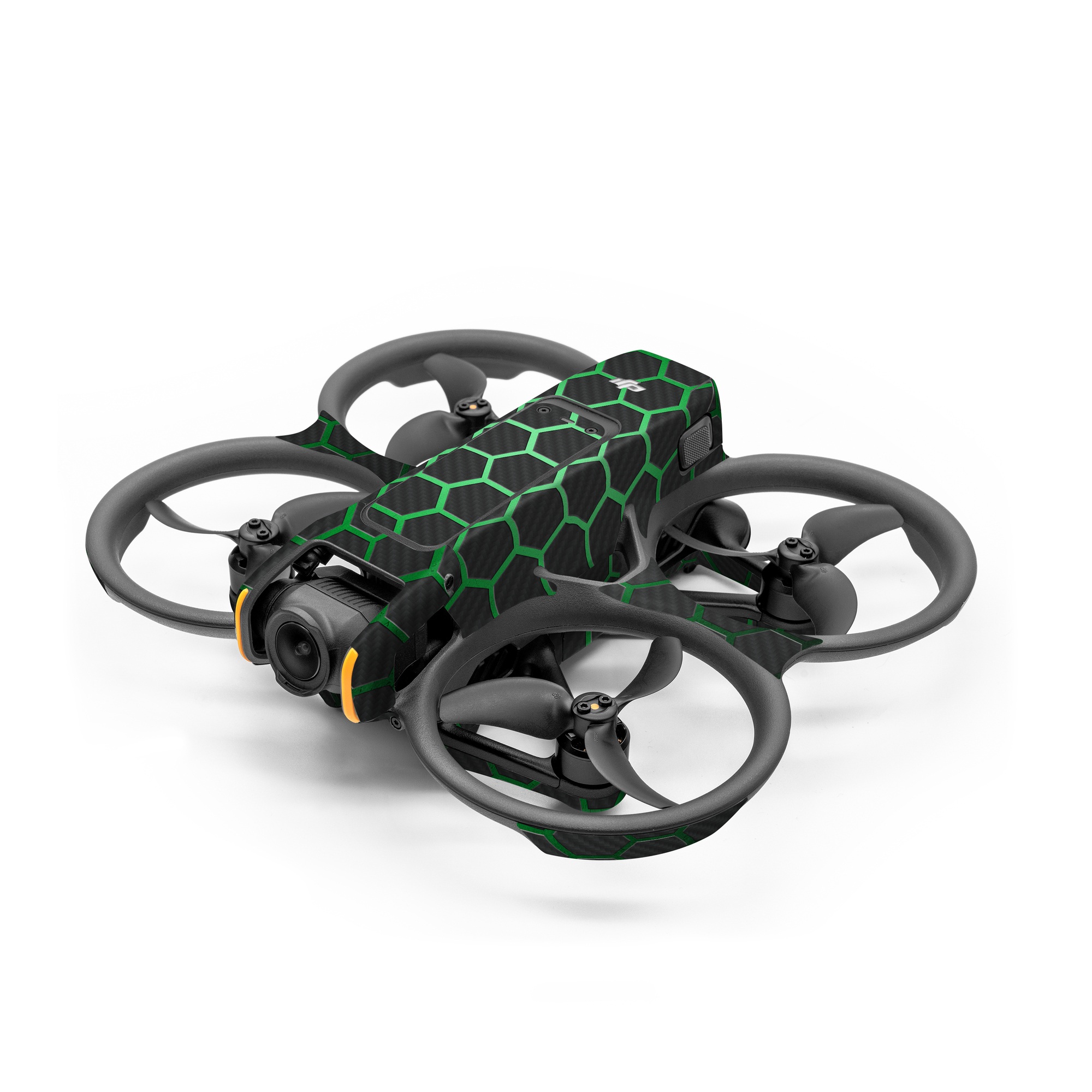 DJI Avata 2 Skin design of Pattern, Metal, Design, Carbon, Space, Circle, with black, gray, green colors