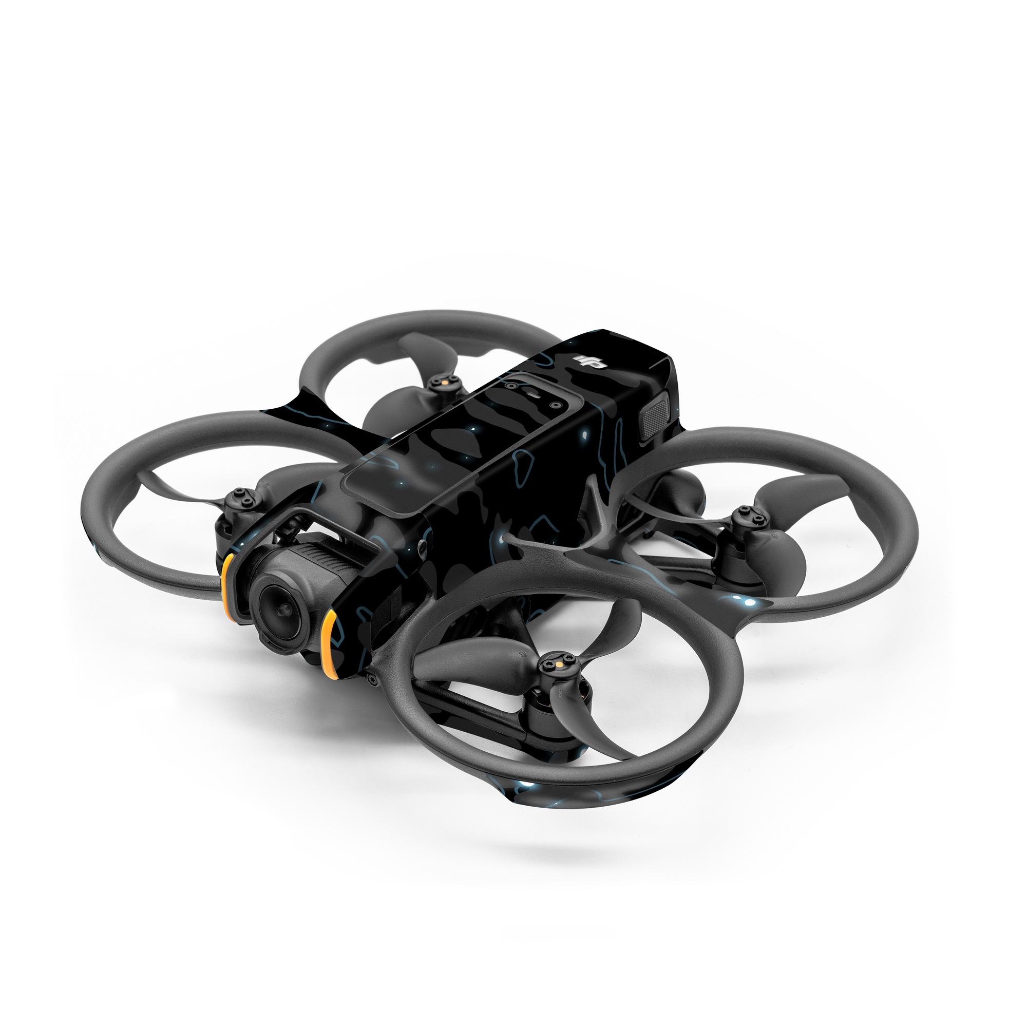 DJI Avata 2 Skin design of Black, Water, Space, Black-and-white, Granite, with blue, white, gray, blue colors