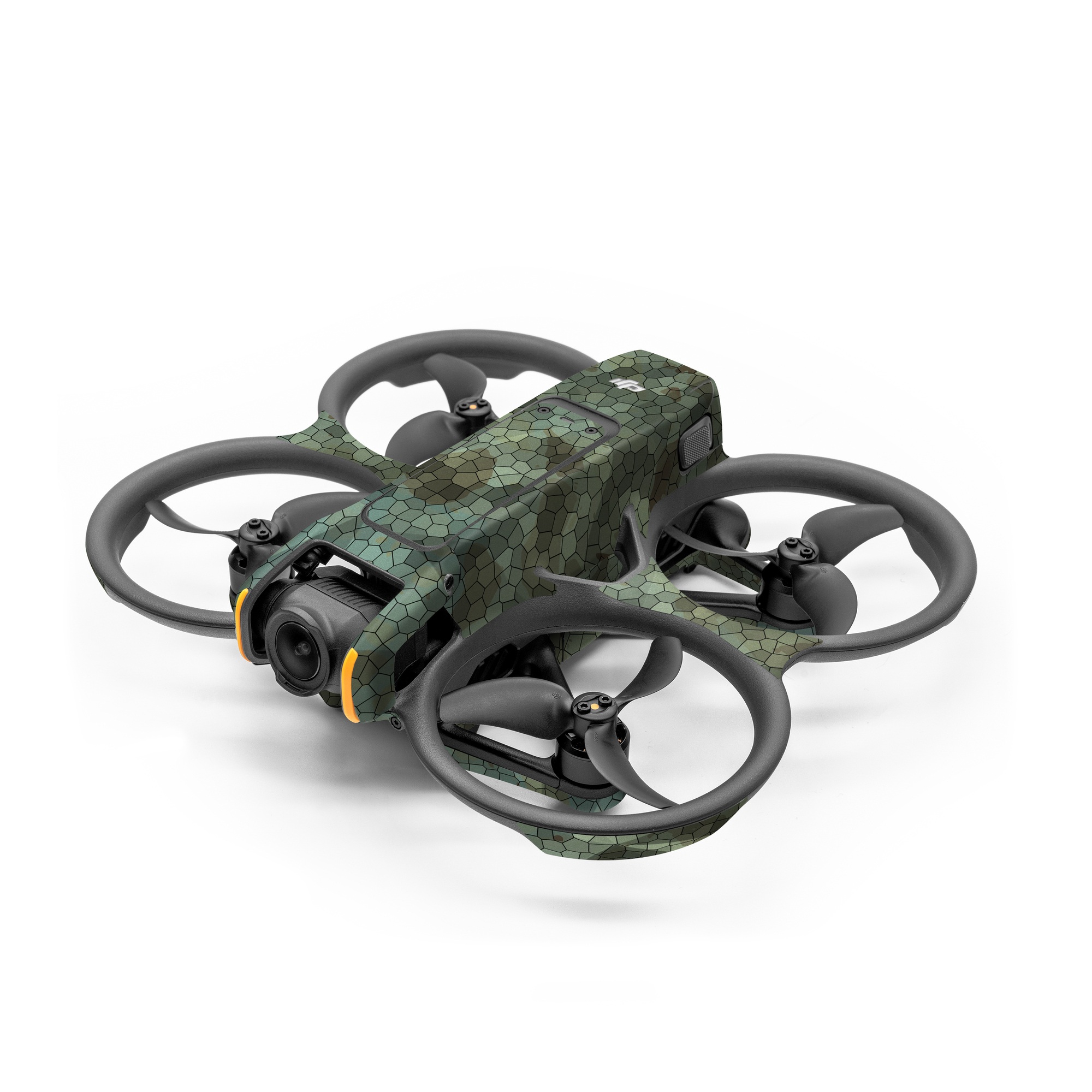DJI Avata 2 Skin design of Green, Pattern, Brown, Wall, Design, Rock, Geology, Camouflage, Granite, Metal, with black, brown, blue, gray, white colors