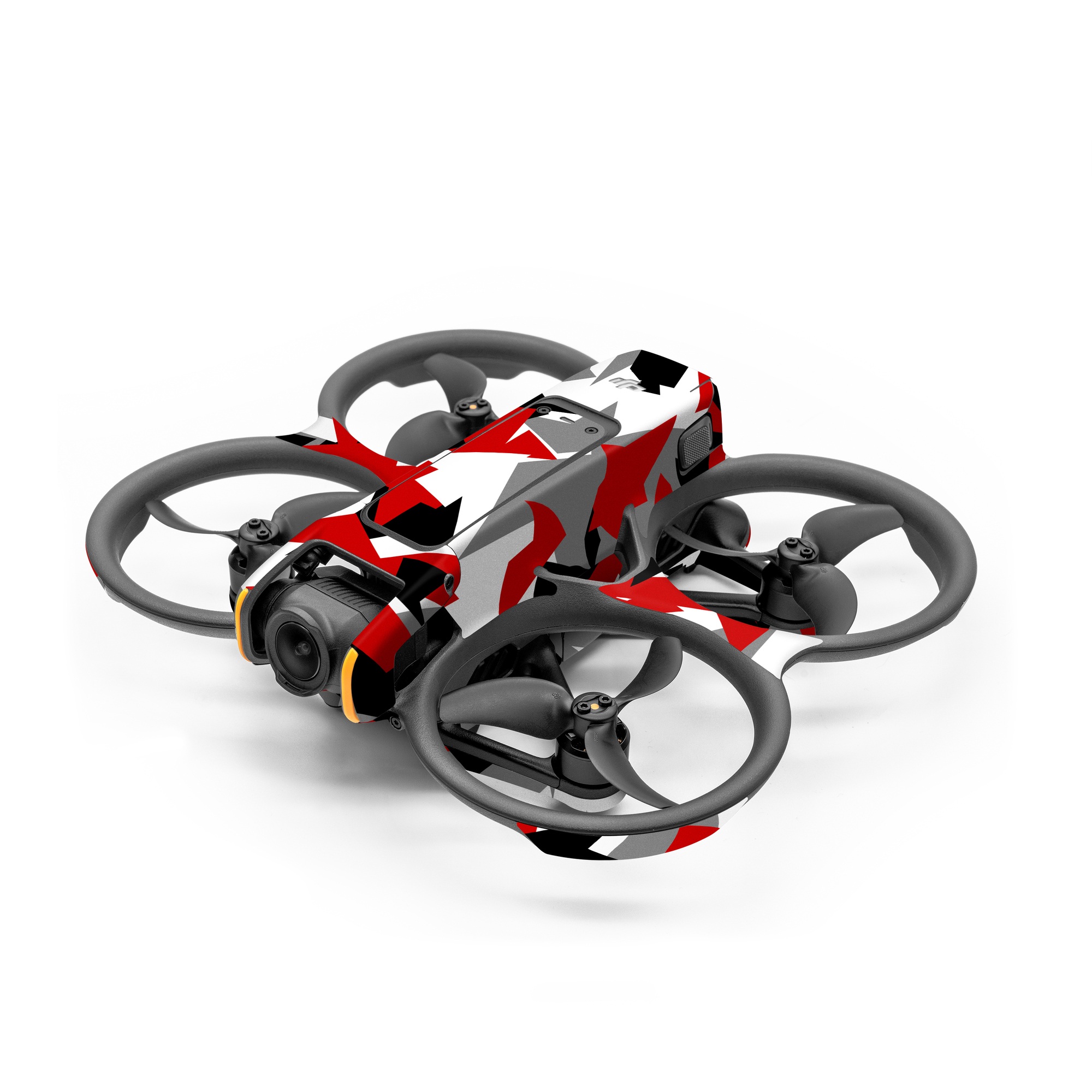 DJI Avata 2 Skin design of Red, Pattern, Font, Design, Textile, Carmine, Illustration, Flag, Crowd, with red, white, black, gray colors