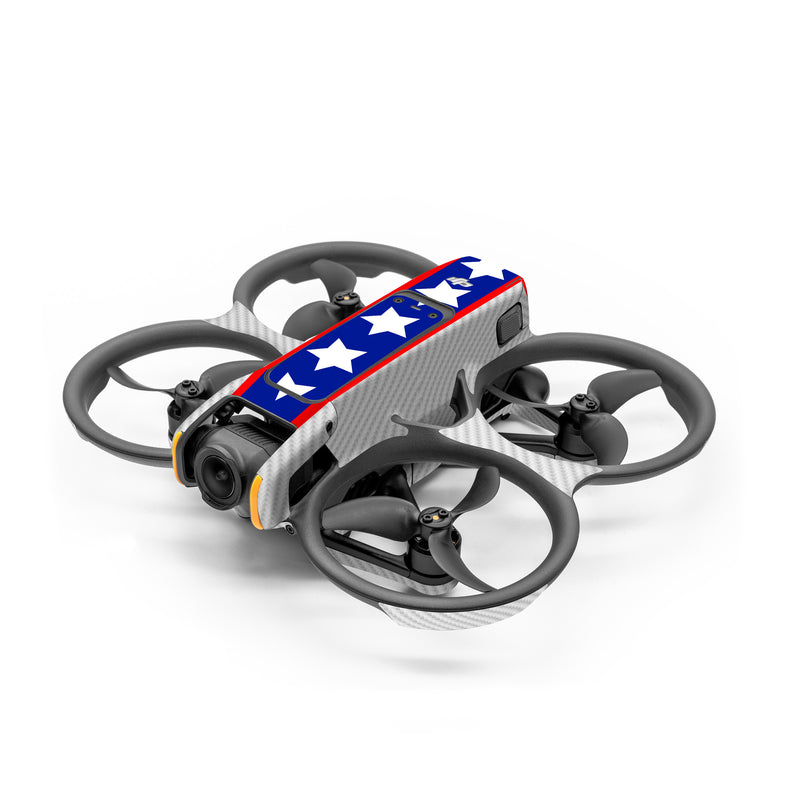 DJI Avata 2 Skin design of Flag of the united states, Flag, Font, Parallel, Electric blue, Rectangle, Pattern, Flag Day (USA), Symbol, Carmine, with gray, white, blue, red colors