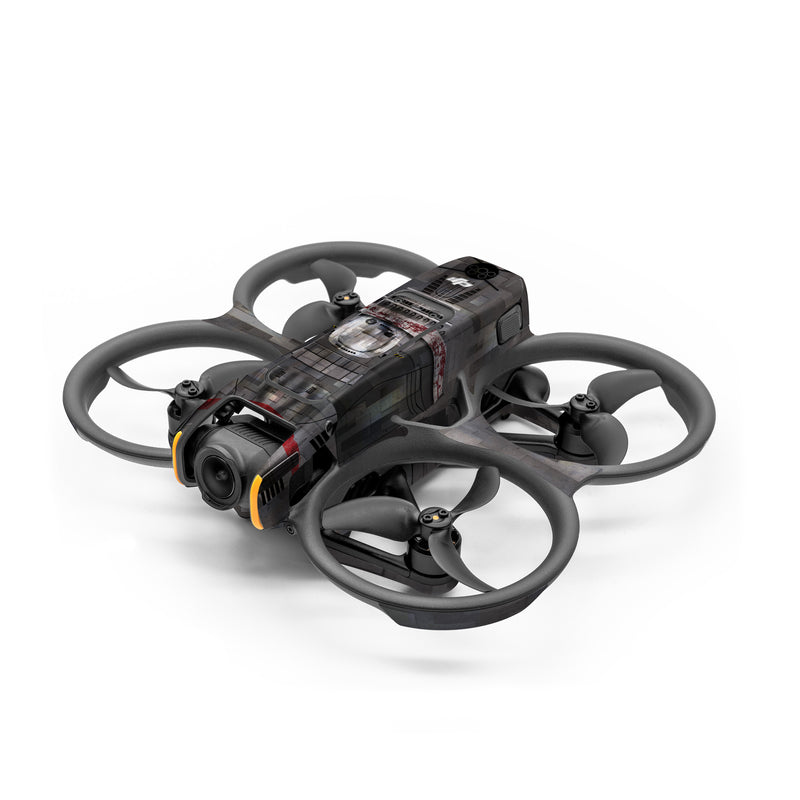 DJI Avata 2 Skin design, with black, gray, red, white colors