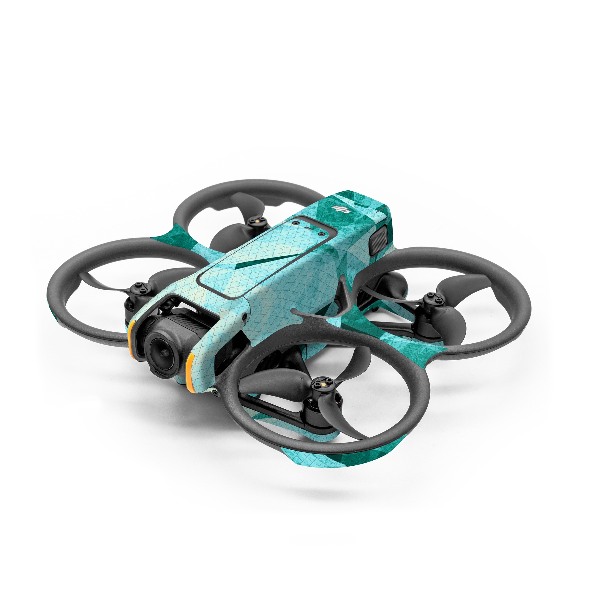 DJI Avata 2 Skin design of Aqua, Blue, Pattern, Turquoise, Illustration, Teal, Design, Line, Graphic design, with blue colors