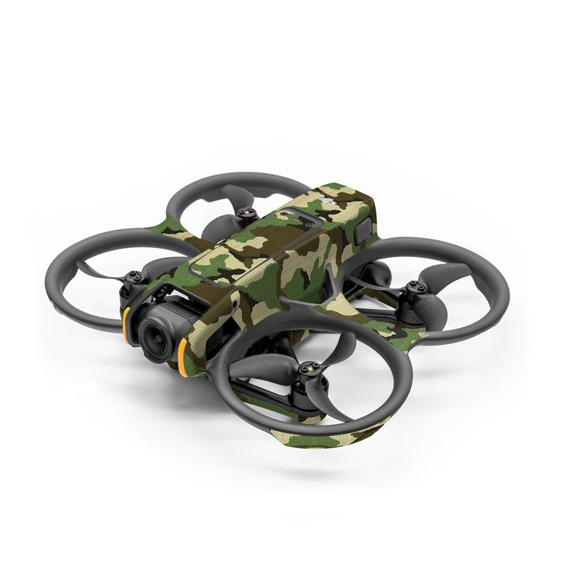 DJI Avata 2 Skin design of Military camouflage, Camouflage, Clothing, Pattern, Green, Uniform, Military uniform, Design, Sportswear, Plane, with black, gray, green colors