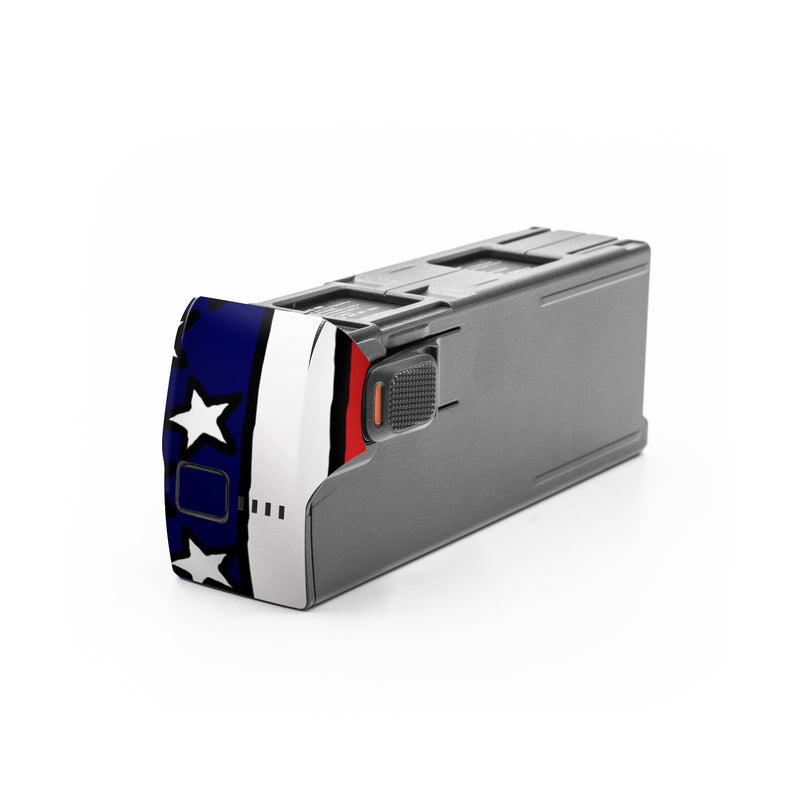 DJI Avata 2 Battery Skin design of Bald eagle, Eagle, Bird, Bird of prey, Accipitridae, Beak, Accipitriformes, Sea eagle, Flag, with white, gray, blue, yellow, red colors