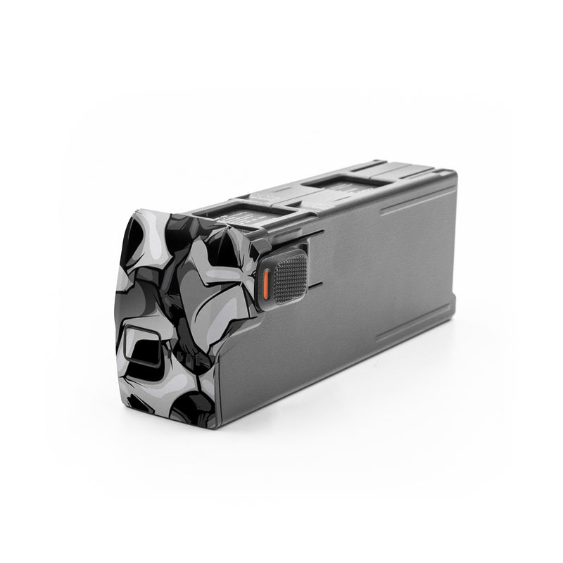 DJI Avata 2 Battery Skin design of Pattern, Black-and-white, Monochrome, Ball, Football, Monochrome photography, Design, Font, Stock photography, Photography, with gray, black colors