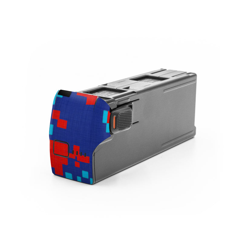 DJI Avata 2 Battery Skin design of Blue, Red, Pattern, Textile, Electric blue, with blue, red colors
