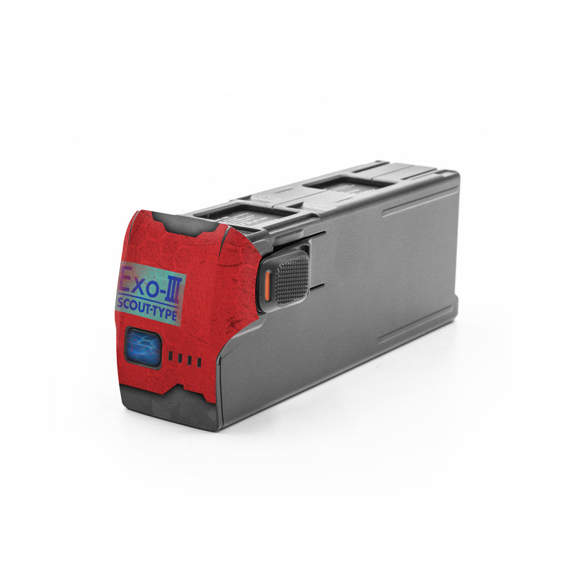 DJI Avata 2 Battery Skin design of Red, Symbol, Graphics, with black, gray, red, blue colors