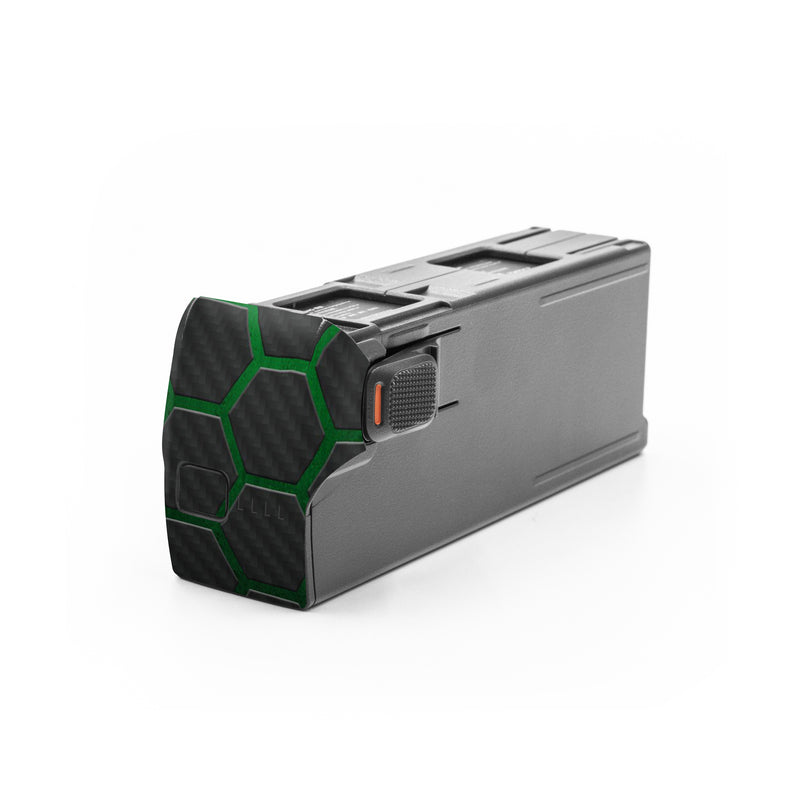 DJI Avata 2 Battery Skin design of Pattern, Metal, Design, Carbon, Space, Circle, with black, gray, green colors