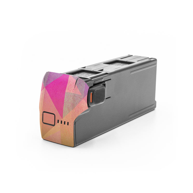 DJI Avata 2 Battery Skin design of Pattern, Purple, Triangle, Violet, Magenta, Line, Design, Symmetry, Psychedelic art, with gray, purple, green, blue, pink colors