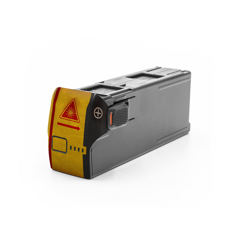 DJI Avata 2 Battery Skin design of Orange, Triangle, Graphics, Graphic design, with gray, red, yellow, black, white colors