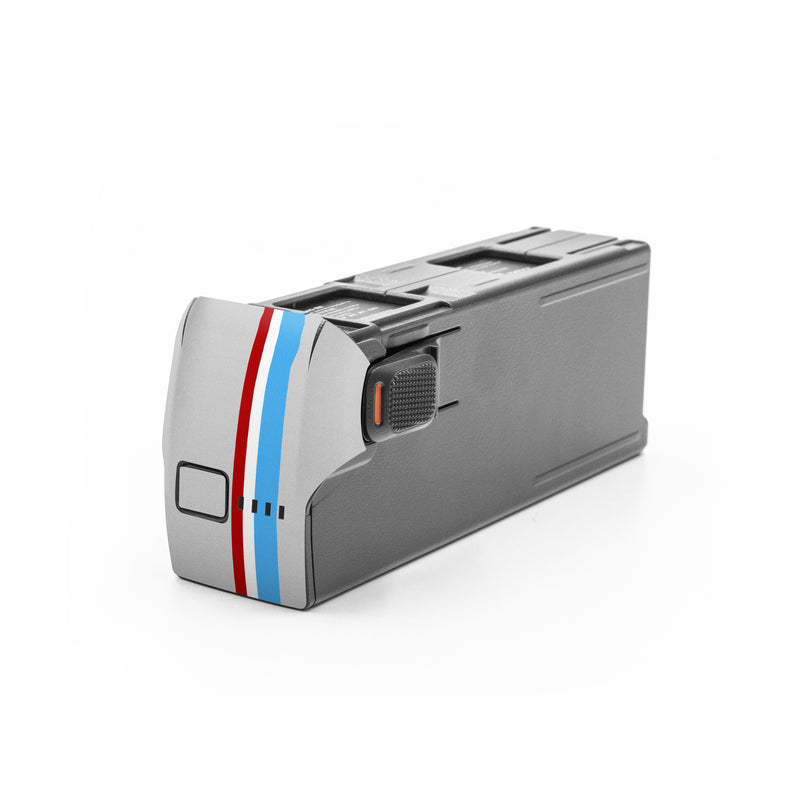 DJI Avata 2 Battery Skin design of Line, Sign, Games, with gray, blue, red, white, black colors
