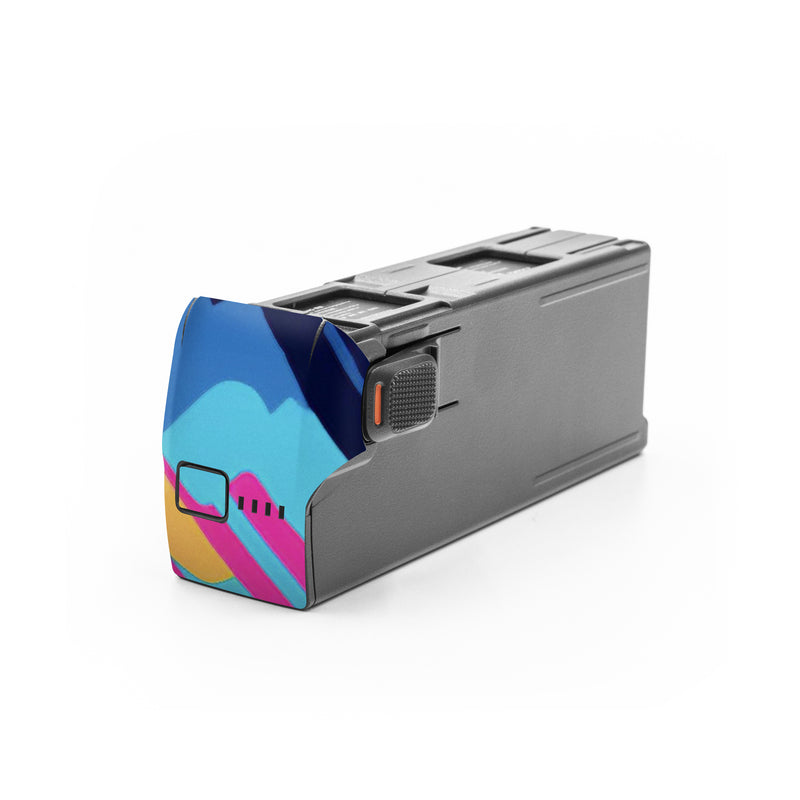 DJI Avata 2 Battery Skin design of Colorfulness, Font, Line, Material property, Art, Magenta, Pattern, Electric blue, Circle, Graphics, with blue, pink, black, white, orange colors