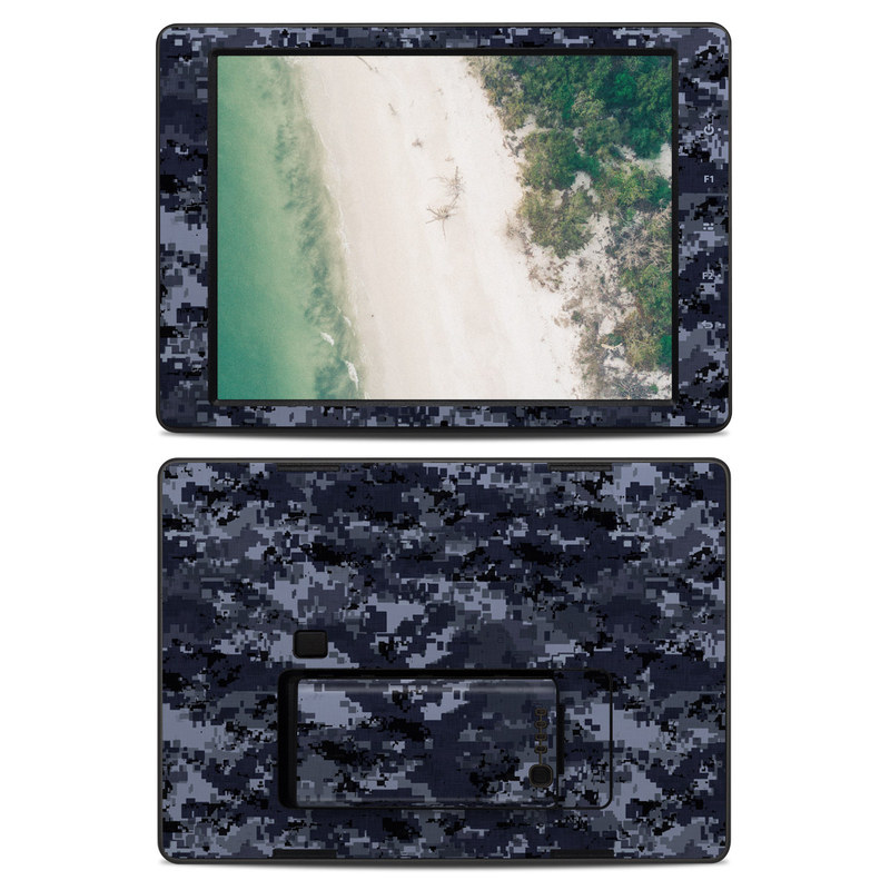 DJI CrystalSky 7.85-inch Skin design of Military camouflage, Black, Pattern, Blue, Camouflage, Design, Uniform, Textile, Black-and-white, Space with black, gray, blue colors
