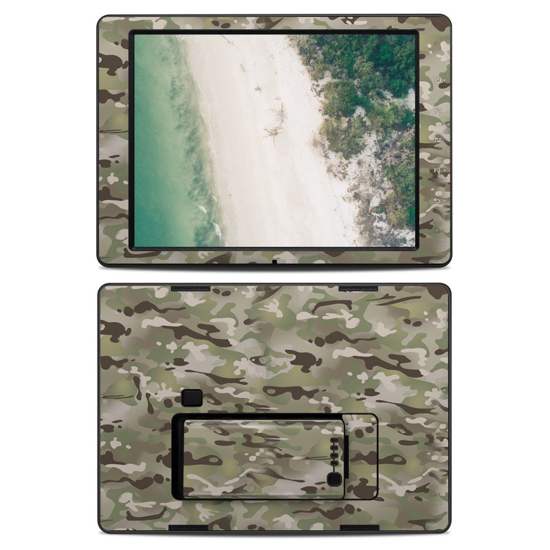 DJI CrystalSky 7.85-inch Skin design of Military camouflage, Camouflage, Pattern, Clothing, Uniform, Design, Military uniform, Bed sheet, with gray, green, black, red colors