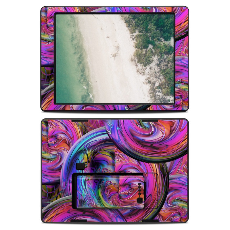 DJI CrystalSky 7.85-inch Skin design of Pattern, Psychedelic art, Purple, Art, Fractal art, Design, Graphic design, Colorfulness, Textile, Visual arts, with purple, black, red, gray, blue, green colors