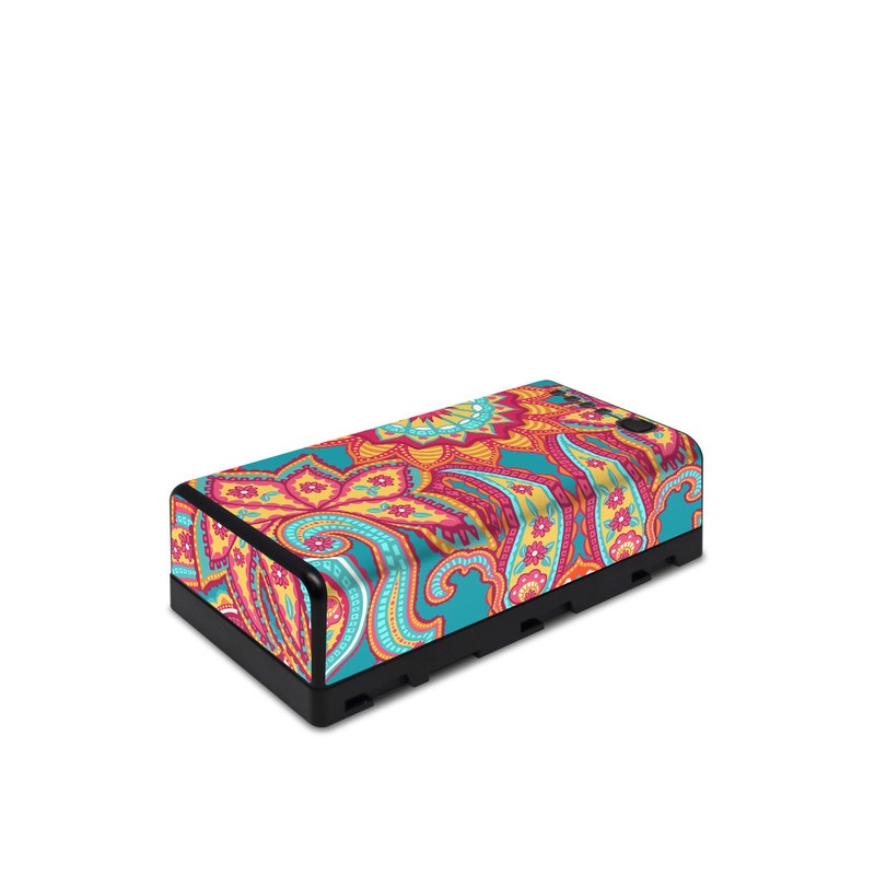 DJI CrystalSky Battery Skin design of Pattern, Paisley, Motif, Visual arts, Design, Art, Textile, Psychedelic art, with orange, yellow, blue, red colors