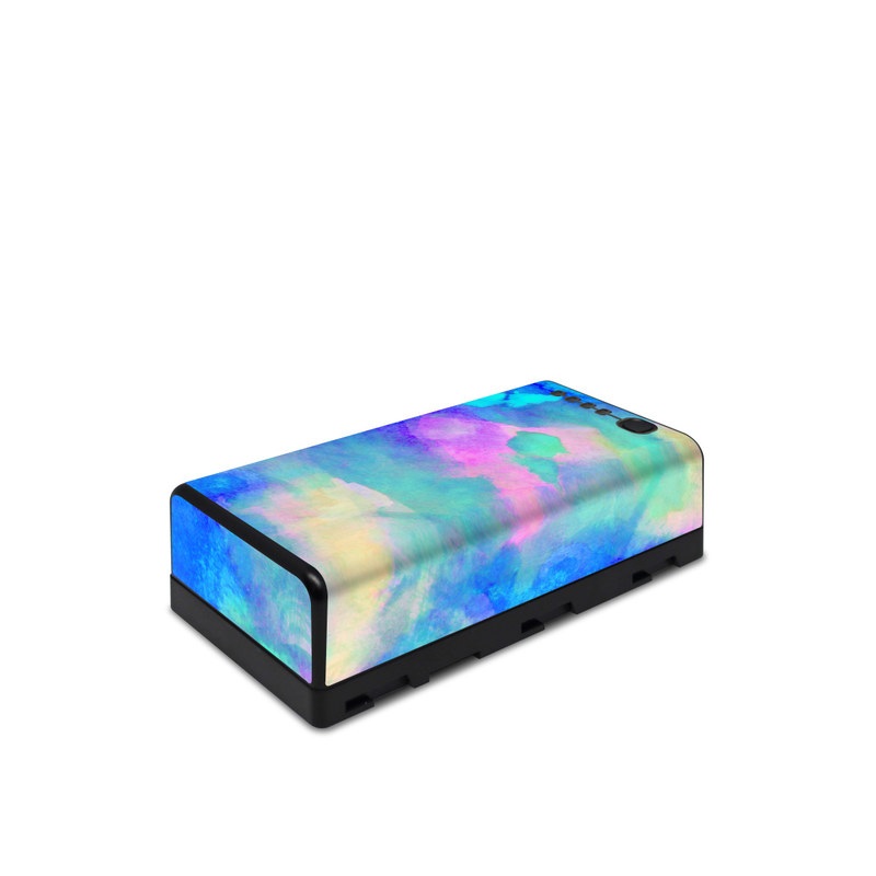DJI CrystalSky Battery Skin design of Blue, Turquoise, Aqua, Pattern, Dye, Design, Sky, Electric blue, Art, Watercolor paint, with blue, purple colors