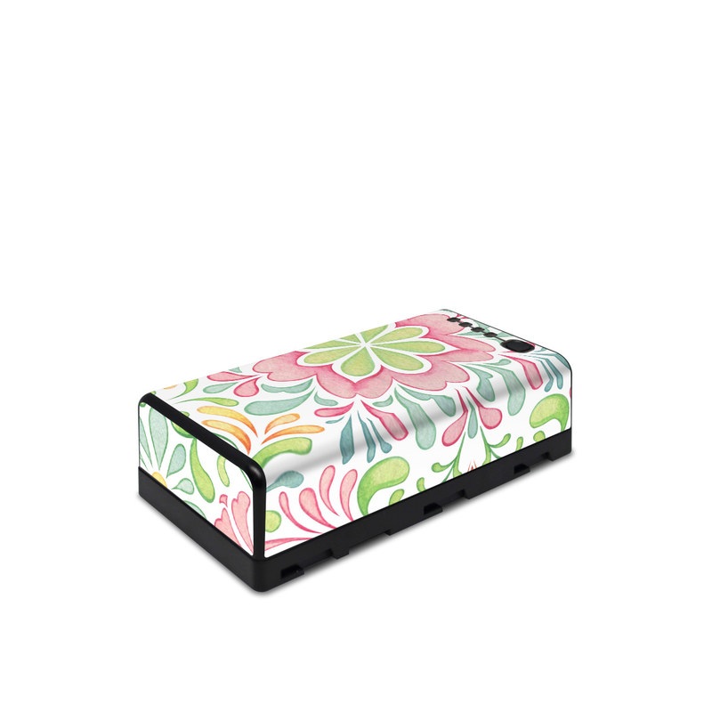DJI CrystalSky Battery Skin design of Pattern, Pink, Visual arts, Design, Textile, Wrapping paper, Symmetry, Floral design, Motif, with gray, white, pink, green colors
