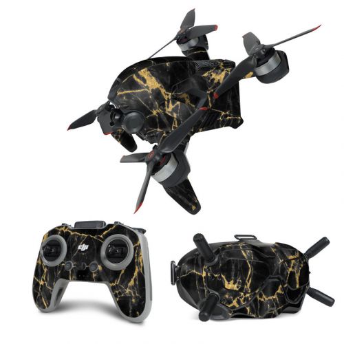 Black Gold Marble DJI FPV Combo Skin