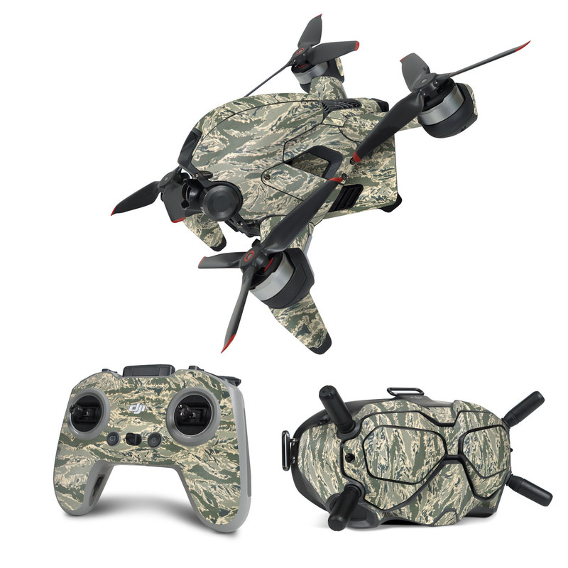 DJI FPV Combo Skin design of Pattern, Grass, Plant, with gray, green colors
