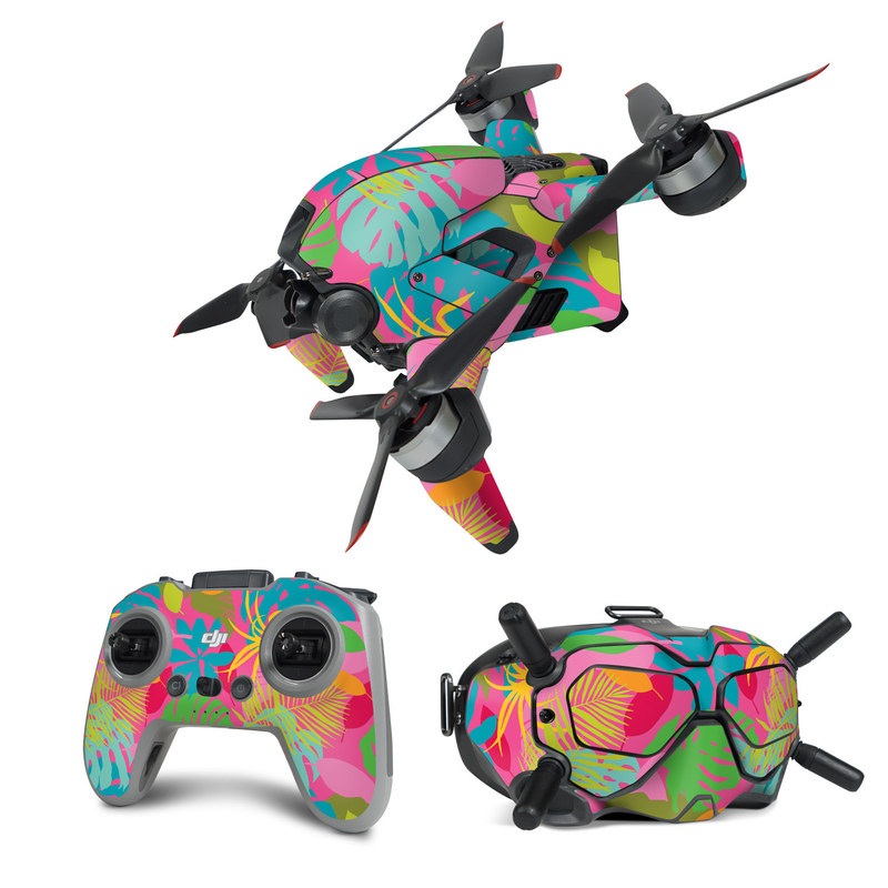 DJI FPV Combo Skin design of Organism, Pink, Rectangle, Magenta, Aqua, Art, Symmetry, Pattern, Painting, Electric blue with pink, green, blue, yellow, orange, red colors