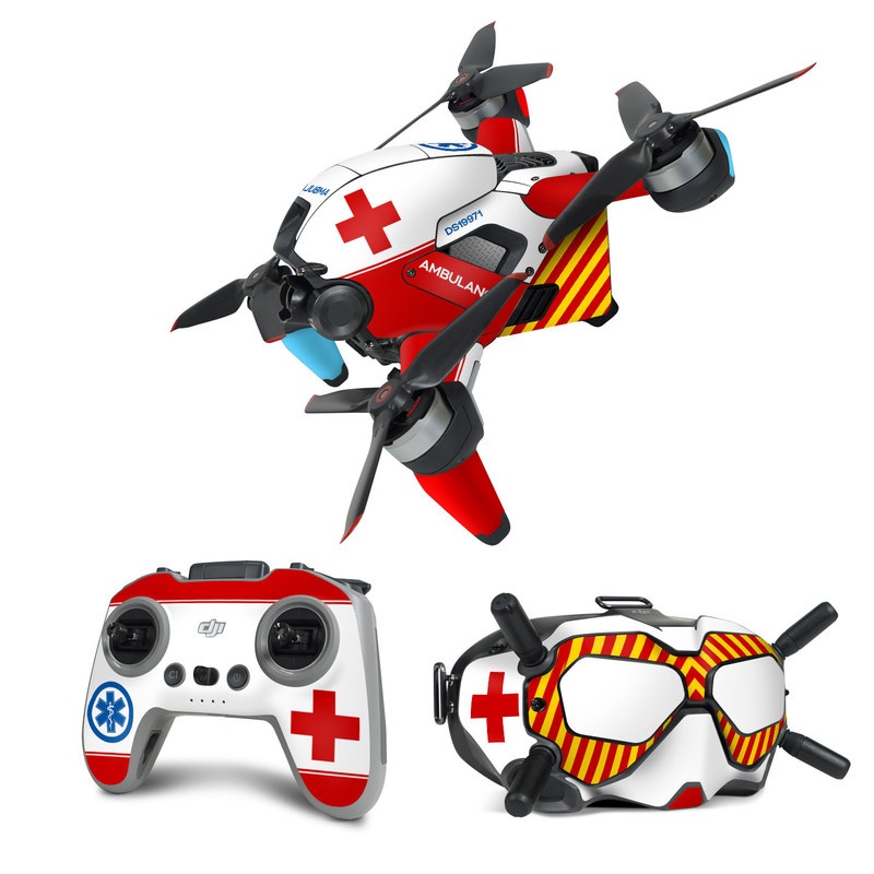 DJI FPV Combo Skin design, with red, white, blue colors
