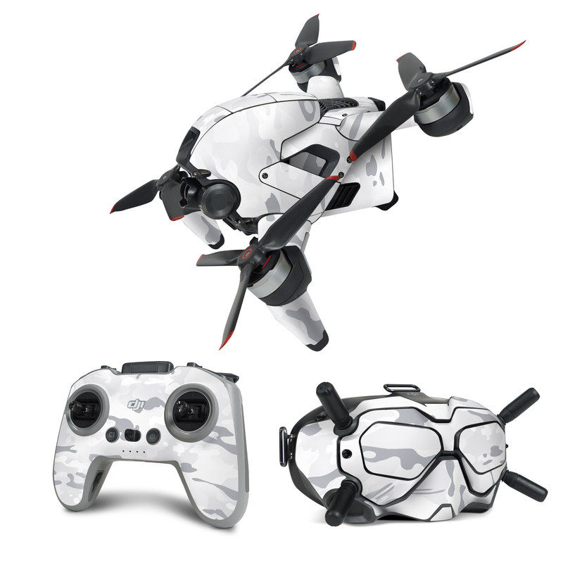 DJI FPV Combo Skin design of Vertebrate, Mammal, Grey, Pattern, Monochrome, Art, Monochrome photography, Rock, Font, Winter, with white, gray colors