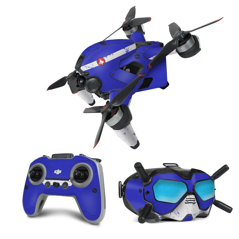 DJI FPV Combo Skin design of Floppy disk, Technology, Electric blue, Fictional character, with white, blue, black, gray colors