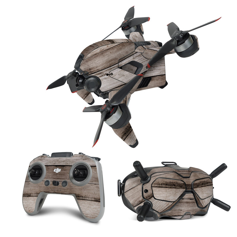DJI FPV Combo Skin design of Wood, Plank, Wood stain, Hardwood, Line, Pattern, Floor, Lumber, Wood flooring, Plywood, with brown, black colors