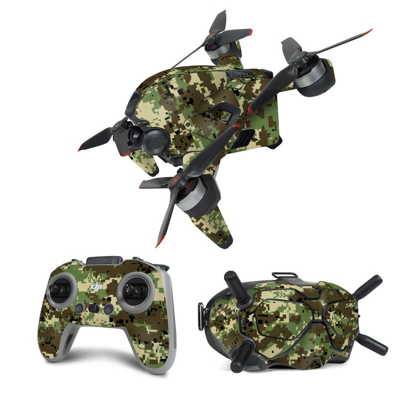 DJI FPV Combo Skin design of Military camouflage, Pattern, Camouflage, Green, Uniform, Clothing, Design, Military uniform, with black, gray, green colors