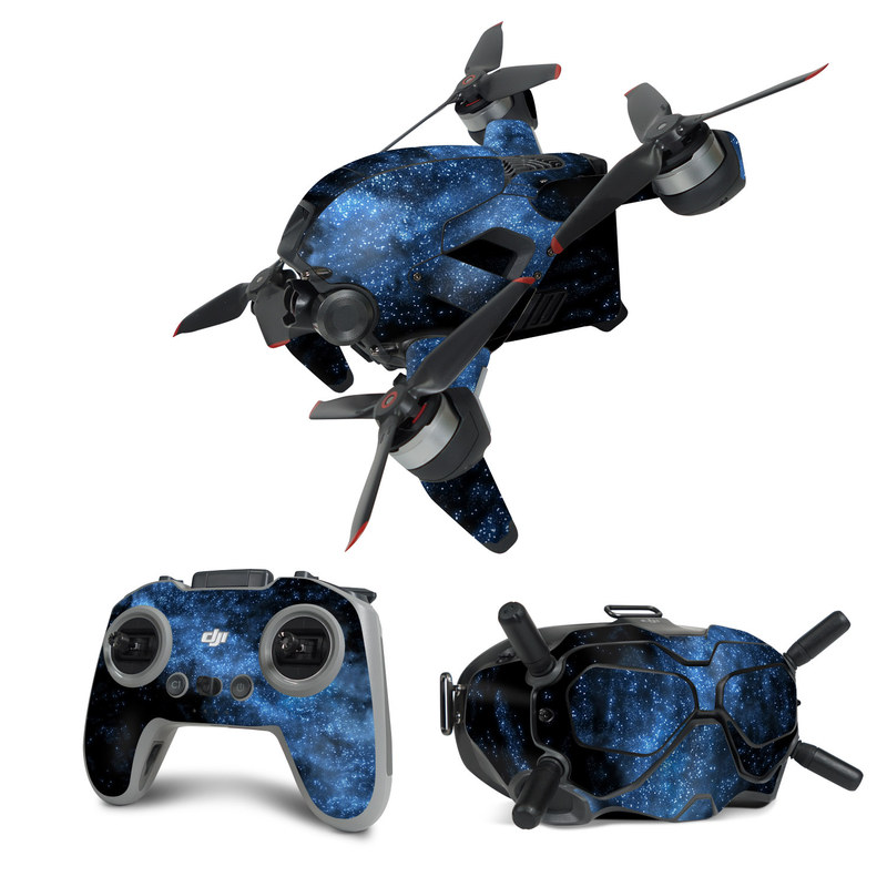 DJI FPV Combo Skin design of Sky, Atmosphere, Black, Blue, Outer space, Atmospheric phenomenon, Astronomical object, Darkness, Universe, Space, with black, blue colors